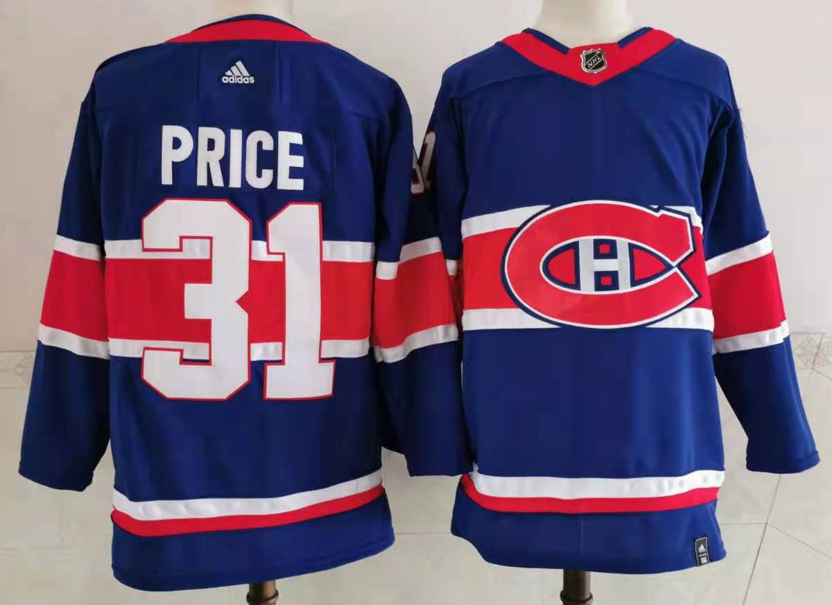 Men Montreal Canadiens 31 Price Blue Throwback Authentic Stitched 2020 Adidias NHL Jersey